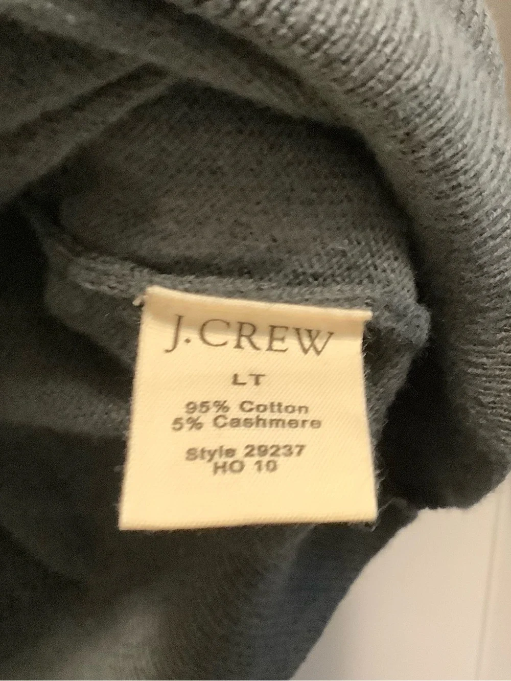 J. CREW | Lg Tall Cotton/Cashmere Gray Crewneck Sweater Lightweight Classic